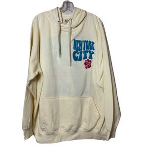 New York Popular Cream Embroidered Hoodie Catch The Vibes 1895 Hibiscus 2XL New!